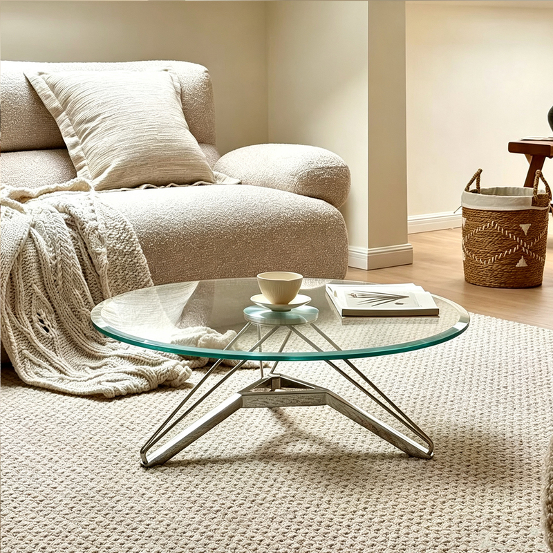 Starburst Coffee Table Glass Round Living Room Home Use Light Luxury High-End 2026 New Model Stainless Steel Designer Bauhaus Starburst Coffee Table Glass Round Living Room Home Use Light Luxury High-End 2026 New Model Stainless Steel Designer Bauhaus