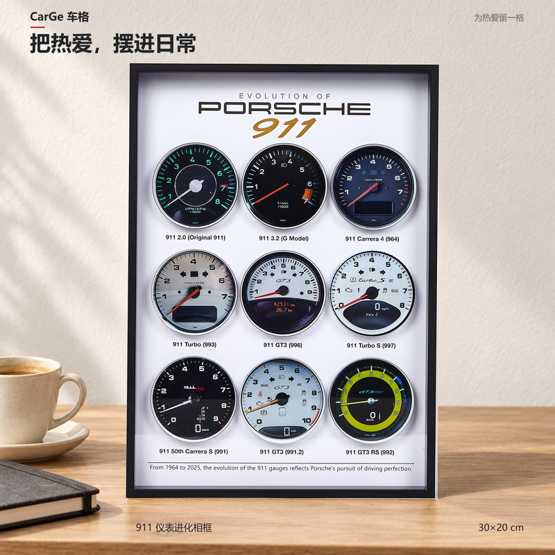 Porsche 911 Evolution Photo Frame, Classic Dashboard from Past Eras, Supercar Fan Decorative Painting, Peripheral Gift for Boyfriend
