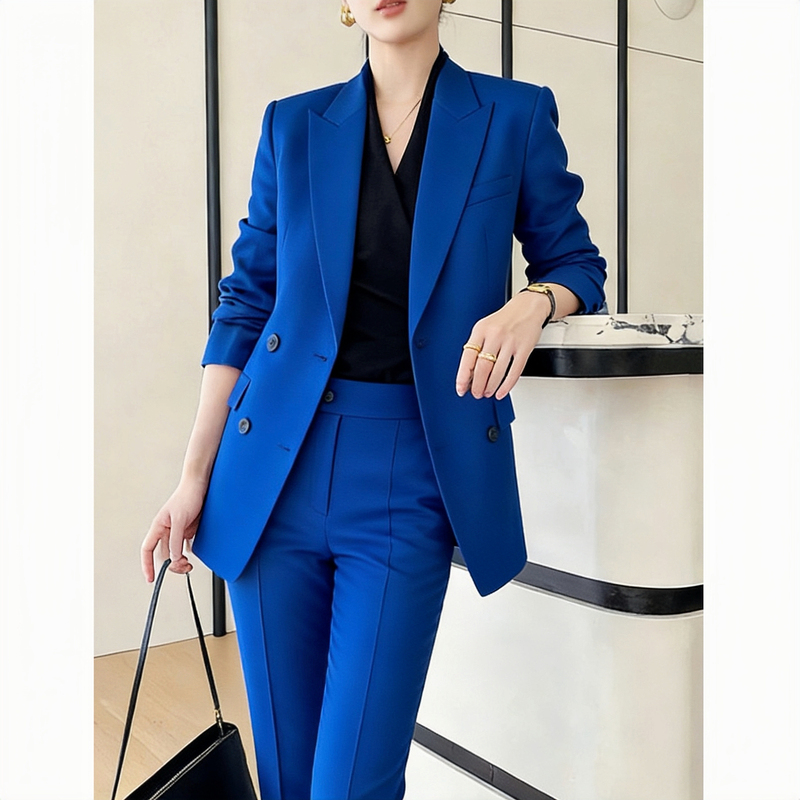 High-End Suit Set for Women, Spring and Autumn 2025 New Design, Niche Klein Blue Casual Professional Suit