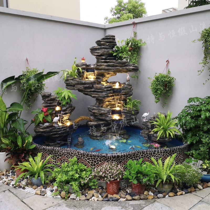 Large Rockery with Flowing Water Fountain, Outdoor Courtyard Garden Fish Pond Landscape, Indoor Balcony Company Decoration Floor-Standing Ornament Large Rockery with Flowing Water Fountain, Outdoor Courtyard Garden Fish Pond Landscape, Indoor Balcony Company Decoration Floor-Standing Ornament