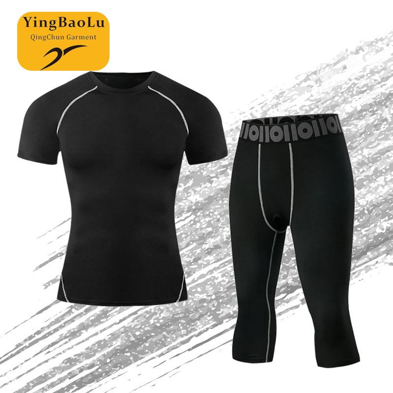 Bộ đồ thể thao khô nhanh mới Quần áo tập thể dục yoga cho nam và nữ Quần bó sát tay ngắn Quần áo tập yoga - Quần áo tập thể hình bộ quần áo tập yoga