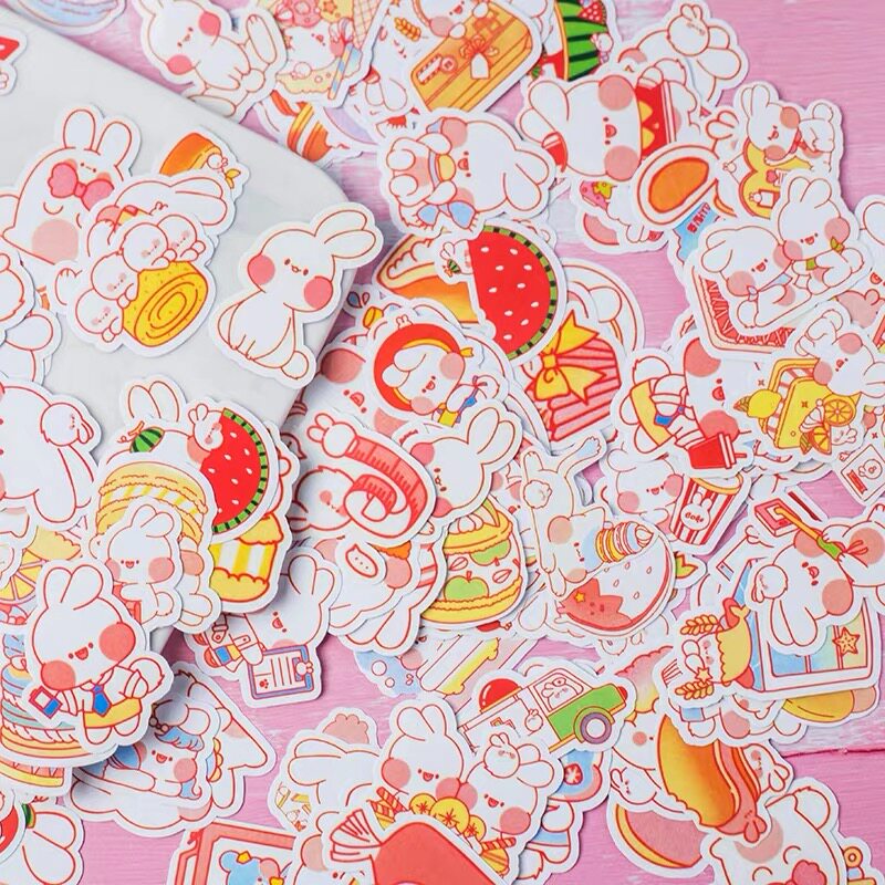 200 non-repeat handbill stickers South Korea ins cute rabbit, Japan-ROK food adhesive diy paste