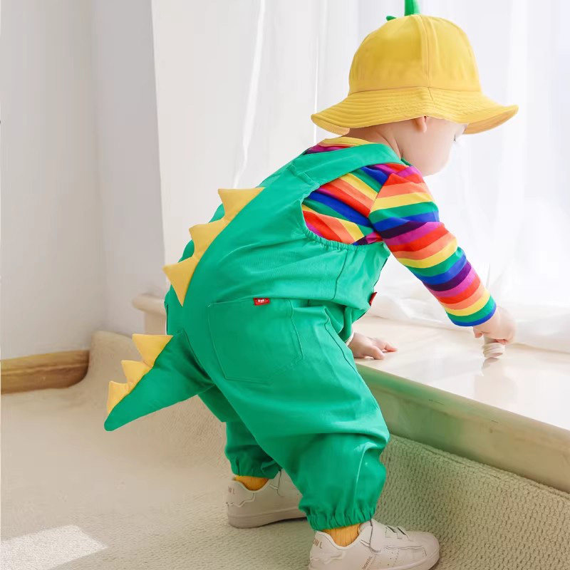 Baby Dinosaur Clothes Set 6M-4T | Cotton Toddler Suspenders Pants & Top | Breathable Shortalls for Spring, Summer & Cool Autumn Nights | Boys & Girls - Image 2