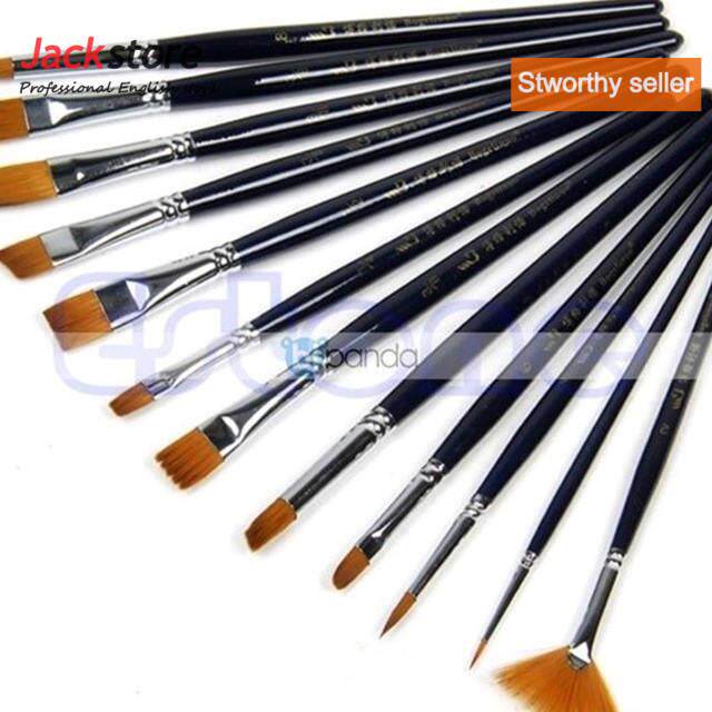 Good Use 12 Art Brown Tip Nylon Paint Brushes For Type Type