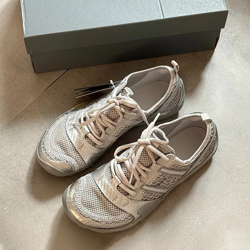 Gao Yuanyuan's Same Style 6cm Height-Increasing Barefoot Shoes for Women, New Thick-Soled Outdoor Breathable Silver Casual Sports Shoes Gao Yuanyuan's Same Style 6cm Height-Increasing Barefoot Shoes for Women, New Thick-Soled Outdoor Breathable Silver Casual Sports Shoes