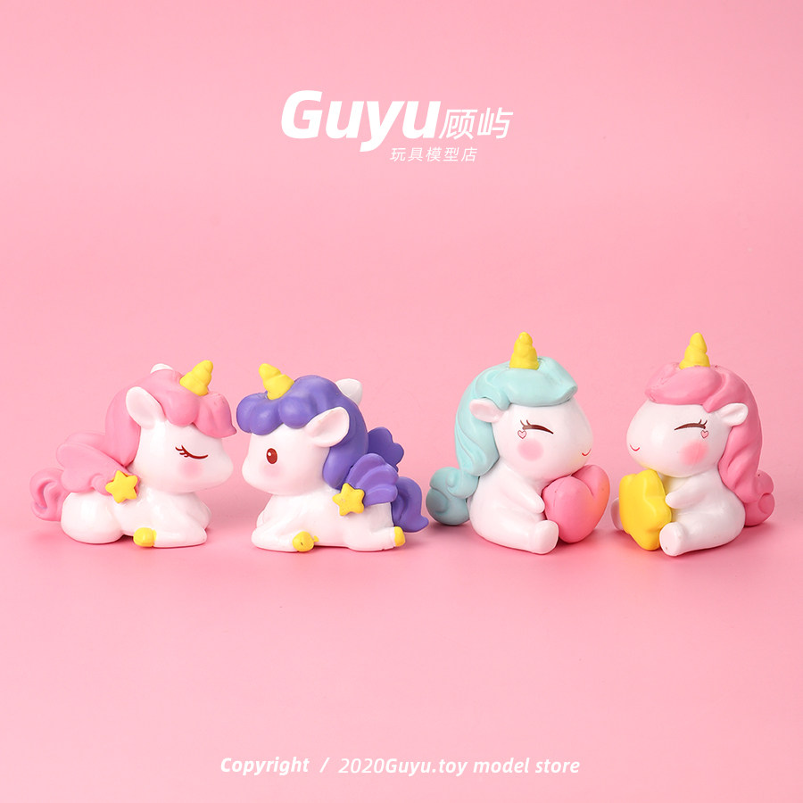q cute loving unicorn Unicorn Cartoon Model Pendulum microminiature Toy Desktop Decorative Teenage Girl Hearts Toy Gift-Taobao