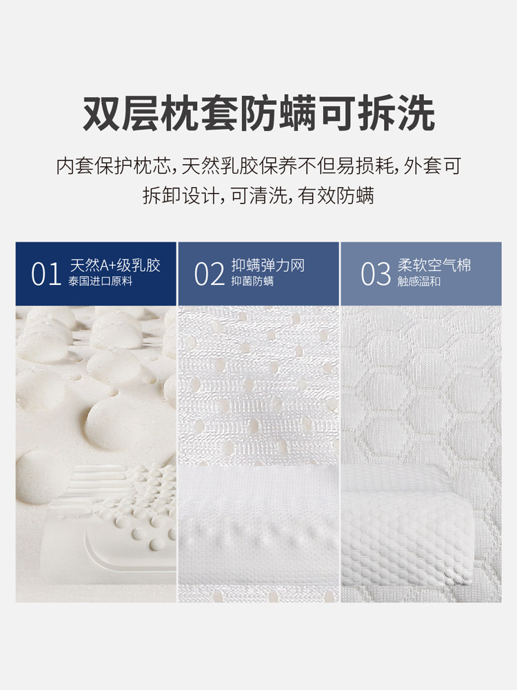 THAILAND NATURAL IMPORTED LATEX PILLOW RUBBER PILLOW CORE CHILDRENS HOUSEHOLD ANTI-MITE PROTECTION CERVICAL SPINE SLEEP AID SILICONE PILLOW ADULT