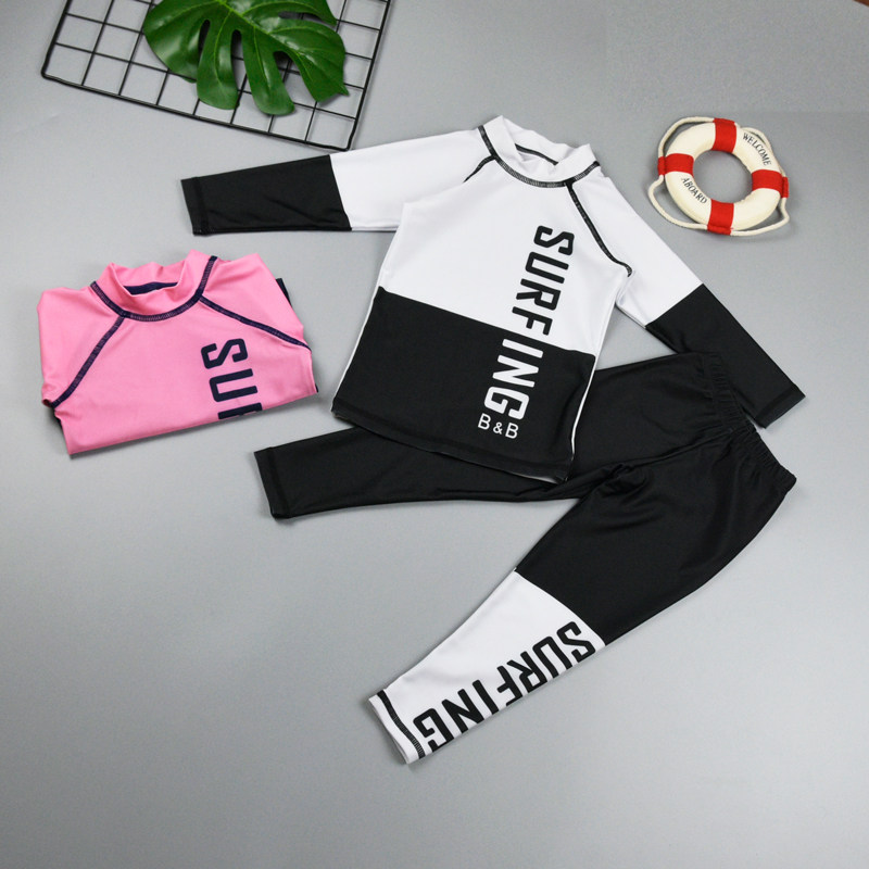 Men's and women's children's long-sleeved swimsuit Two-piece trousers Sunscreen quick-drying jellyfish suit Girl student children's swimsuit Middle and large children