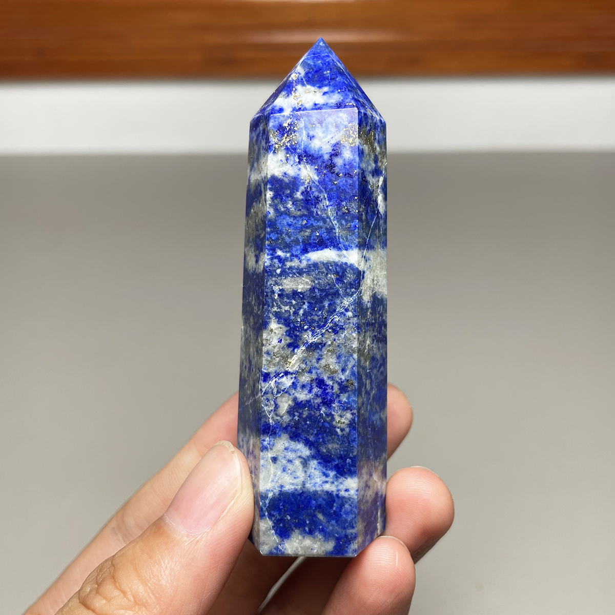 1-24天然阿富汗青金石六棱柱矿物晶体摆件：办公室里的自然艺术✨