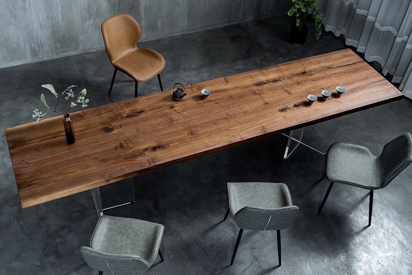 A471 North American black walnut large board double-spell full square solid wood dining table tea table desk log painting case 311*74*5