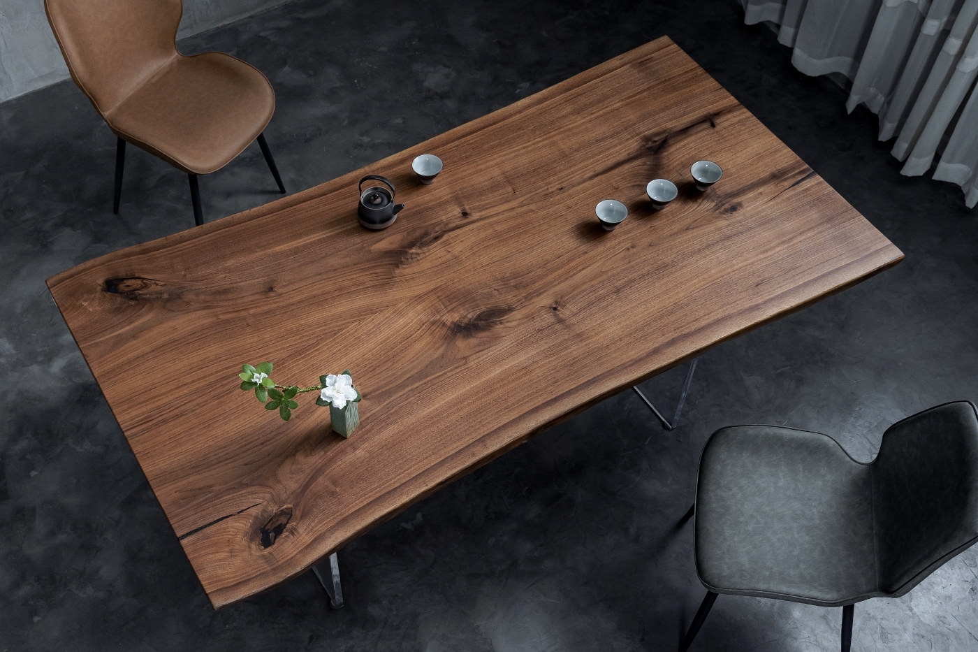 North American black walnut double fight solid wood modern minimalist large board dining table tea table desk 182*98 89 96*5