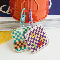 Original design niche European and American retro checkerboard key chain pendant