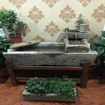 Stone trough folk old stone trough running water fish tank water view combined Handwashing pool Horse trough Pig Trough Old Stone Instrumental Balcony Fish Tank