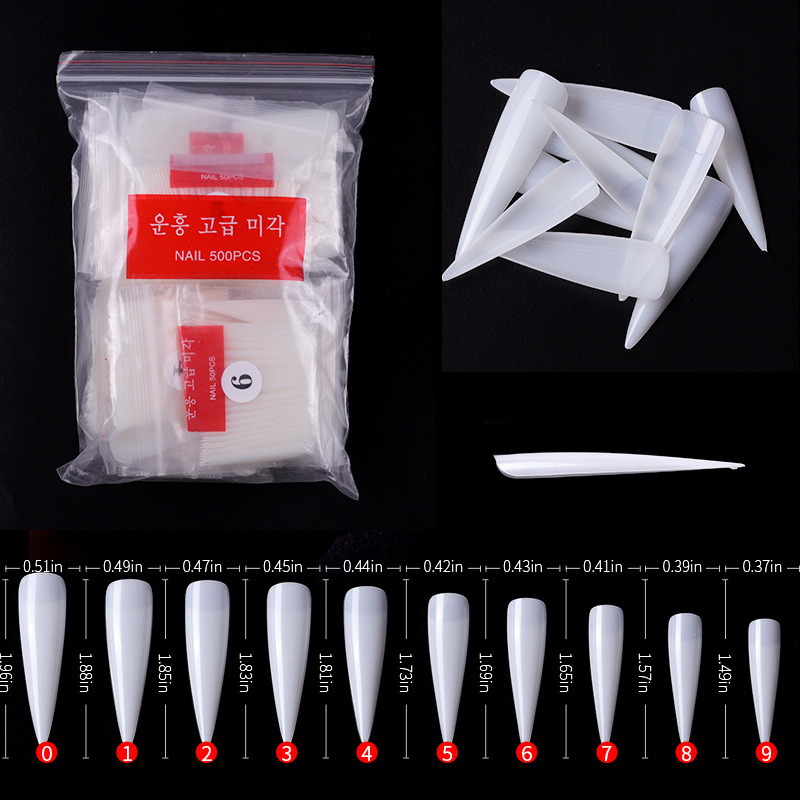 Nail Art Long Pointed Ghost Nails Dai Dance Transparent Fake Nails Full Patch Wearable Nails for Children Dancers Competition Use