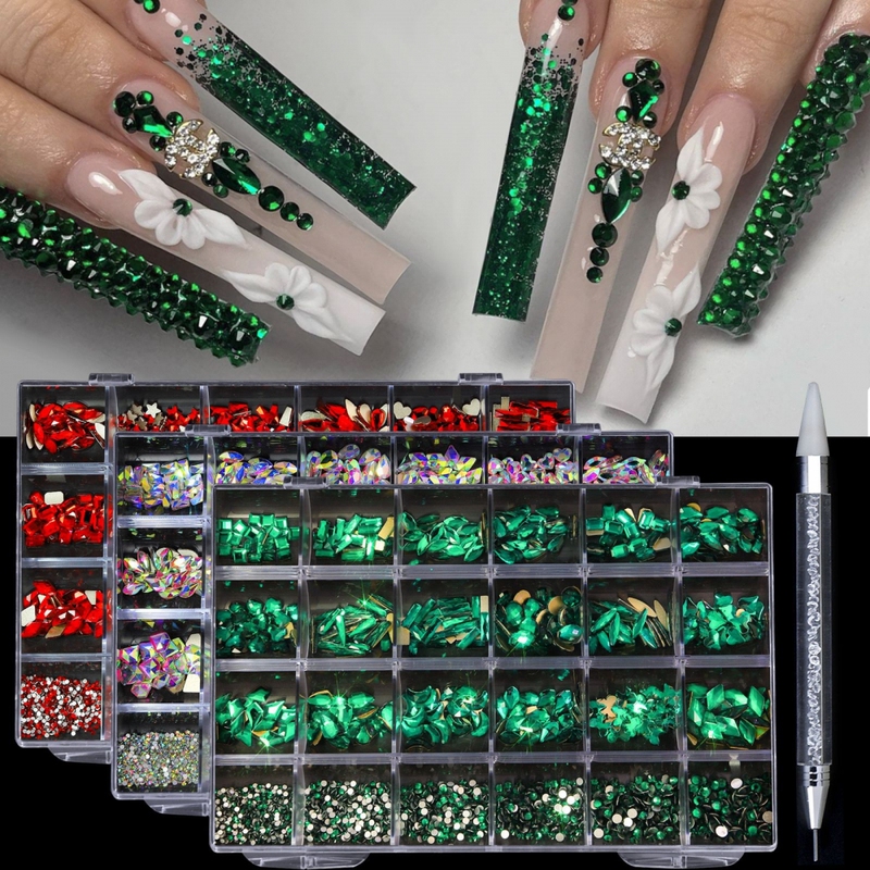 Nail Art Crystal Decoration Set Champagne Gold Pink Emerald Sapphire Blue Bright Red Ab Flat-Bottomed Irregular-Shaped Nail Rhinestones Nail Art Crystal Decoration Set Champagne Gold Pink Emerald Sapphire Blue Bright Red Ab Flat-Bottomed Irregular-Shaped Nail Rhinestones