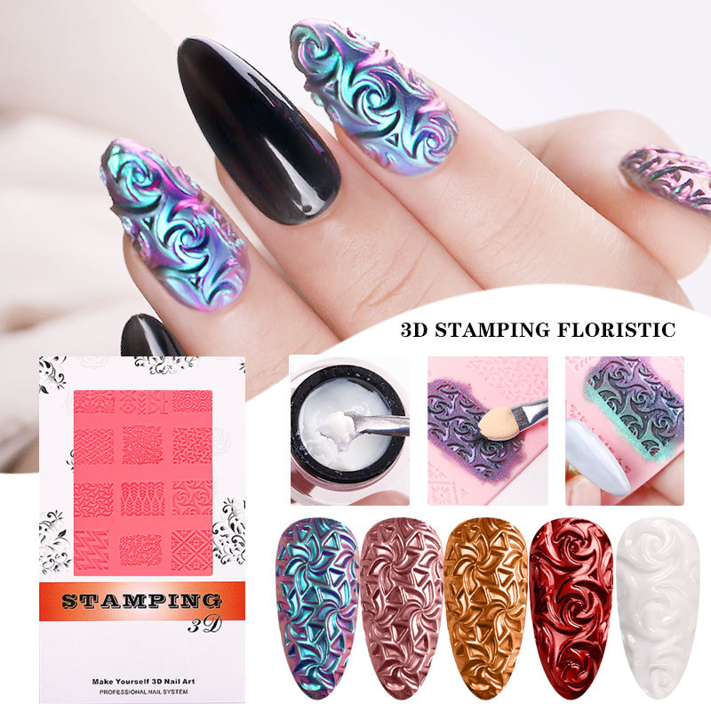 Nail silicone printing template plastic silicone carving template 3D stereoscopic relief to print nail supplies