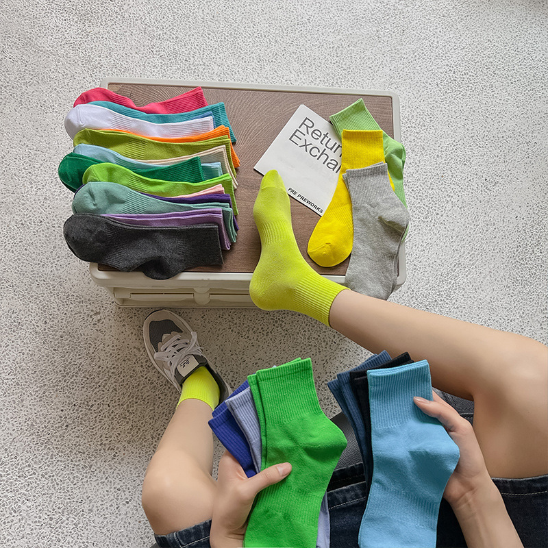 Colorful Socks, Thin Summer Style, Korean ins Trend, Candy Colors, Japanese Style, Versatile, Pure Cotton, Solid Color, Slouchy Mid-Calf Socks Colorful Socks, Thin Summer Style, Korean ins Trend, Candy Colors, Japanese Style, Versatile, Pure Cotton, Solid Color, Slouchy Mid-Calf Socks