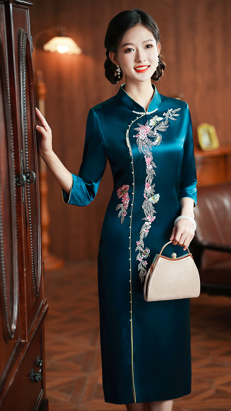  2XL+Peacock blue nails seven -point sleeve   - $52.17 