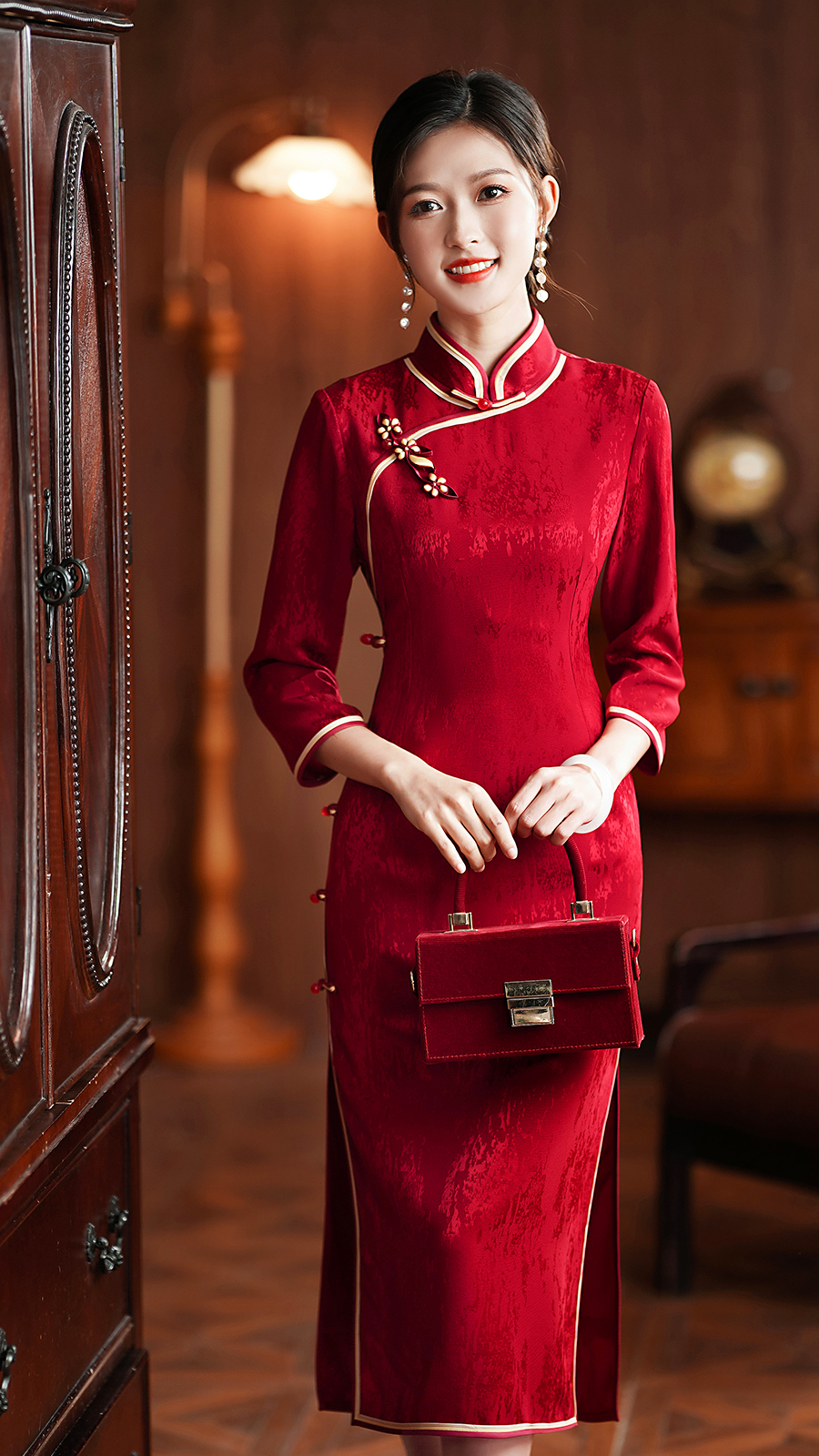  M+Burgundy colour circle, mid length, long sleeve   - $52.17 