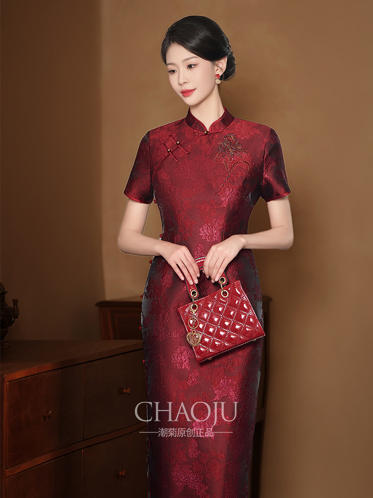 Red cheongsam wedding dress for the mother of the bride 2025new arrival:  grandma xi's wedding dress classyelegant is high-end, elegance debuts!