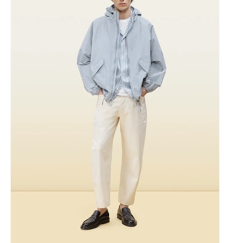 Ar*K Men's Cotton Casual Hooded Jacket Jacket Top Light Blue Spring New Style 1272541002