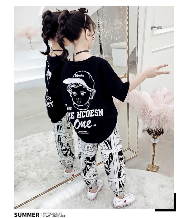 Quần áo trẻ em gái béo thời trang bé phiên bản Hàn Quốc của bộ đồ hai dây rộng bé gái siêu yang hè hợp mốt - Phù hợp với trẻ em quần legging bé gái