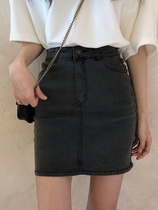  Small denim short skirt womens summer thin section student a-line gray large size stretch hot girl hip short skirt