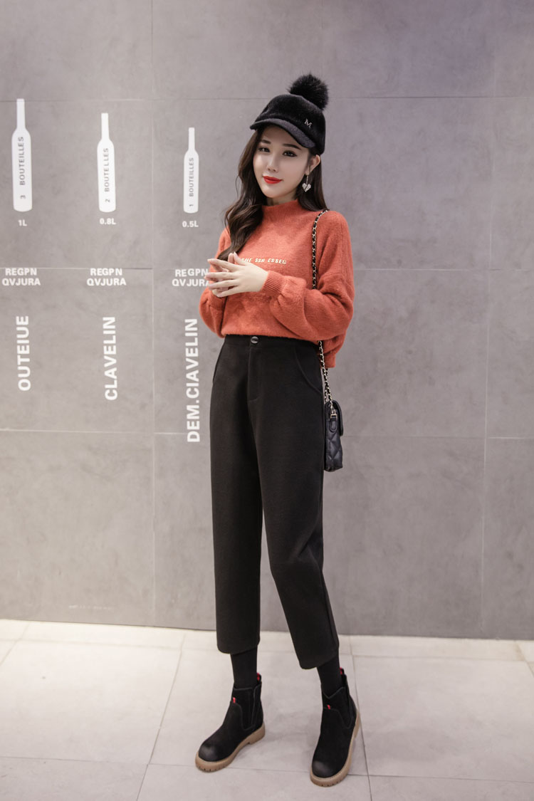 Mùa thu và mùa đông quần harem chân quần len ống quần giản dị lỏng lẻo chín điểm quần quần cà rốt quần áo tập gym nữ