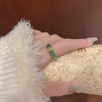 Women's 925 silver index finger ring hetian jade auspicious cloud ring