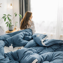 Simple Japanese pure color water washing cotton quilt core student dormitory single quilt double autumn and winter thickened warm winter quilt