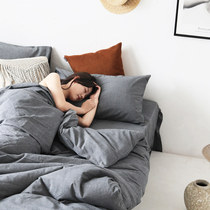  Japanese simple cotton washed cotton four-piece set small fresh girl heart Nordic style pure cotton bedding