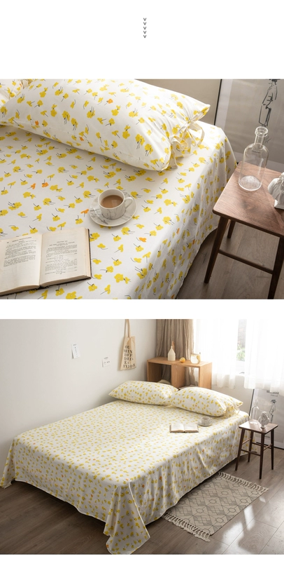 Tấm trải giường bằng vải bông đơn giản 笠 văn học nhỏ tươi vườn bông trải giường đơn - Khăn trải giường