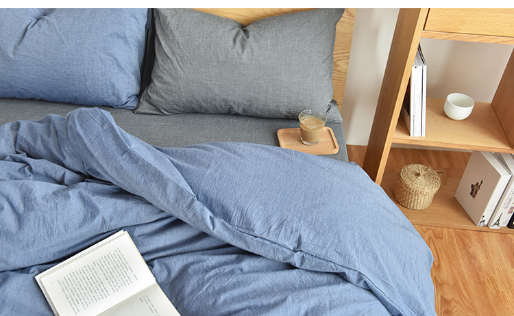 Bông rửa bốn mảnh bông đơn giản màu kẻ sọc sọc giường bông quilt quilt trải giường trải giường 笠