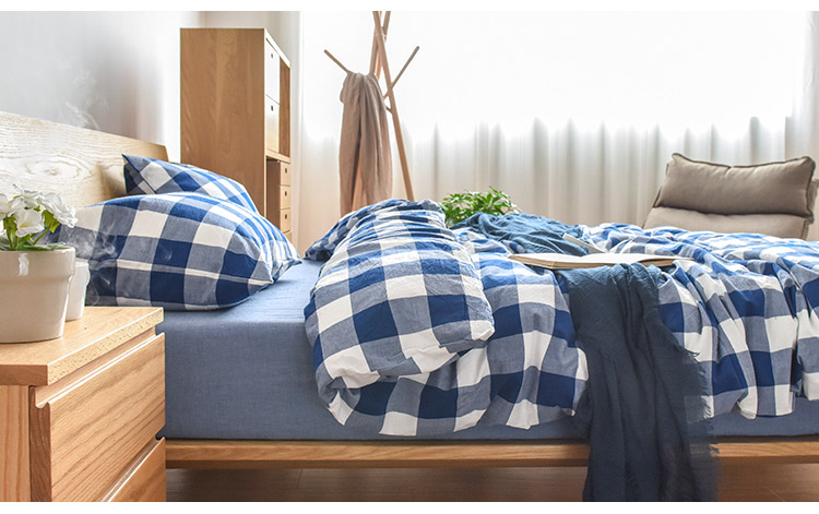 Bông rửa bốn mảnh bông đơn giản màu kẻ sọc sọc giường bông quilt quilt trải giường trải giường 笠