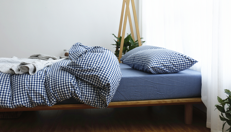 Bông rửa bốn mảnh bông đơn giản màu kẻ sọc sọc giường bông quilt quilt trải giường trải giường 笠