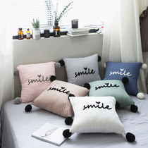 Big ball pillow cotton water washing cotton cushion three-dimensional towel embroidery embroidery smile sofa car waist