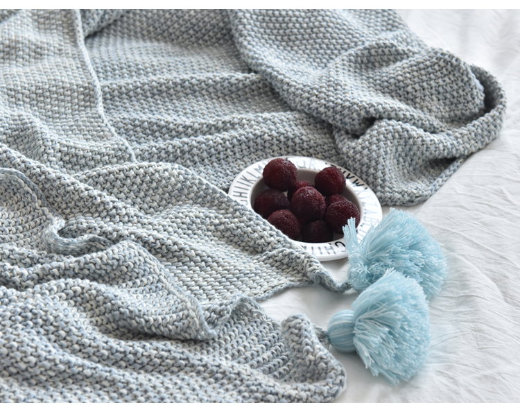 Handmade bóng tua bông len chăn len chụp ảnh đạo cụ dệt kim bông chăn gối thường lạnh chăn - Ném / Chăn chăn nỉ cho bé