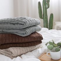 Nordic simple lamb cashmere blanket cotton knitted wool twist blanket double thick blanket bedding