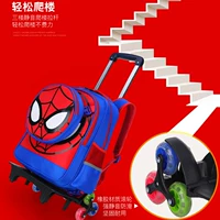 Spider-Man Xe đẩy Schoolbag Boyboy Ba năm kéo trẻ ba lô Nhà leo núi Trẻ em Hộp kéo không thấm nước balo chong gu cho be tieu hoc