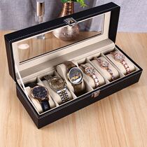 Watch Containing Box Open Window Leather Jewellery Case Upscale Watch Packaging Finishing Box Pendulum stands Chain Tray Watch Shelf