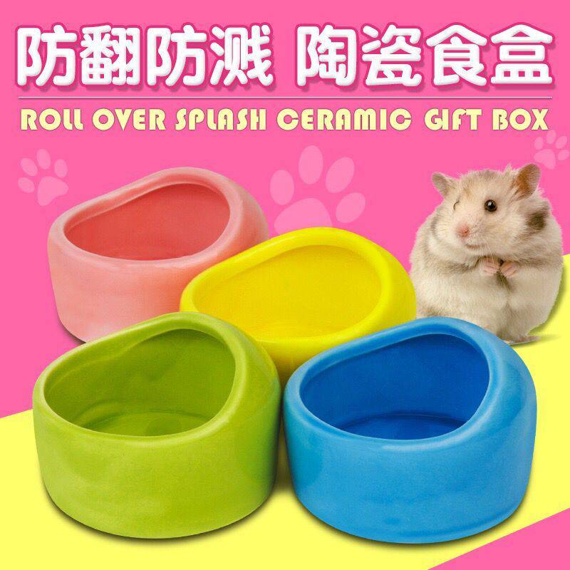 Squirrel Harden Large Eye Mouse Honey pot ceramic anti-bite anti-splash anti-toppling feeding feeding pot