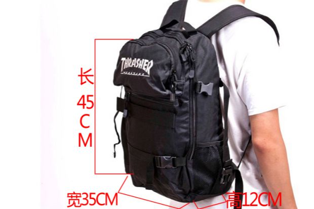 THRASHER gói ba lô thời trang trượt ván phong cách Harajuku du lịch ngoài trời máy tính xách tay cặp sinh viên cuốn sách ba lô - Ba lô balo da