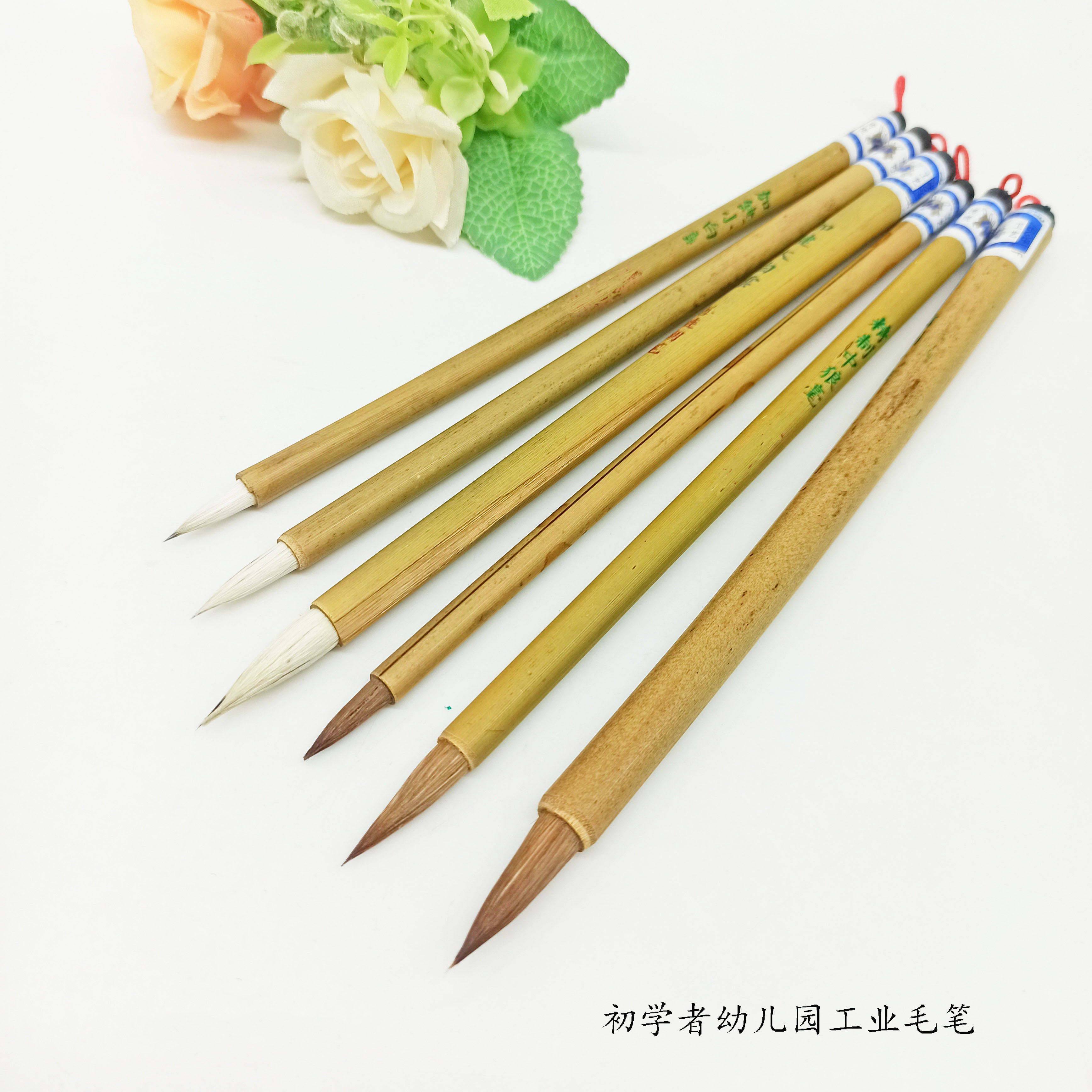 Bamboo pole wolf hair and hair brush students practice beginners study four treasures set Chinese painting set paint industry brush - Taobao