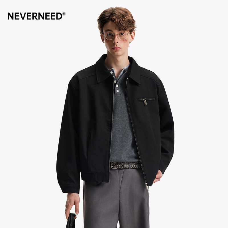 Neverneed Short Lapel Flight Instructor Jacket for Men and Women, Autumn American Style Cleanfit Casual Jacket Trendy Neverneed Short Lapel Flight Instructor Jacket for Men and Women, Autumn American Style Cleanfit Casual Jacket Trendy