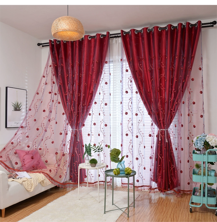 Phong cách châu Âu màu tím thêu rèm cửa sổ màn hình đầy đủ một nửa bóng dày vải phòng khách phòng ngủ ren gạc hoàn thành - Phụ kiện rèm cửa