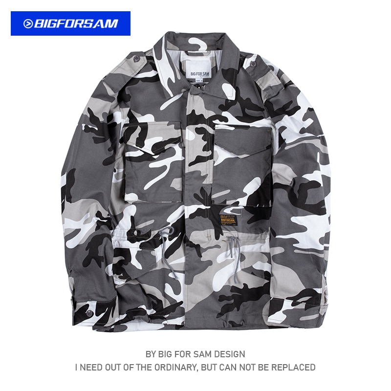 Bigforsam American Workwear Style Jacket Men's High Street Fashion Brand ins Street Camouflage M65 Loose Jacket Top