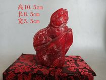Qing Dynasty Chicken Blood Stone Beast Seal 0 collected from antiques and antiques in the countryside