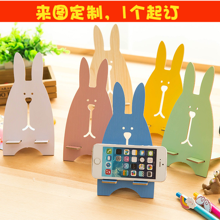 New Korean version Creative phone Cute Rabbit Wooden Phone Racks cell phone All Phones Universal