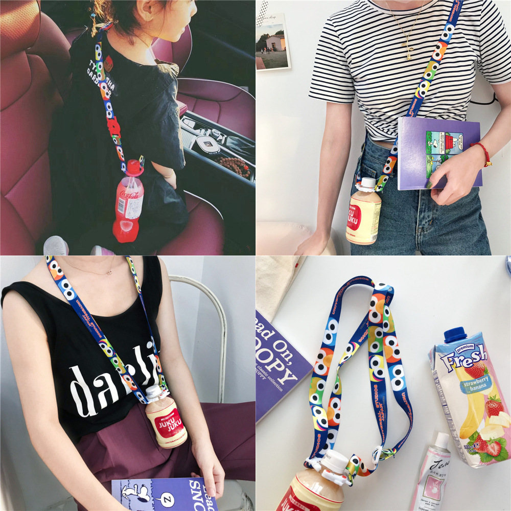 Beverage bottle strap Japan's Universal Studios Sesame Street mineral water bottle with children and adults oblique portable lanyard