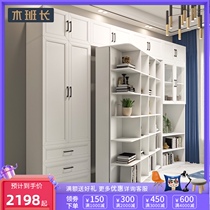  Multifunctional rotating bed Creative wall bed combination cabinet Invisible bed Wardrobe Desk bookcase Integrated study hidden bed